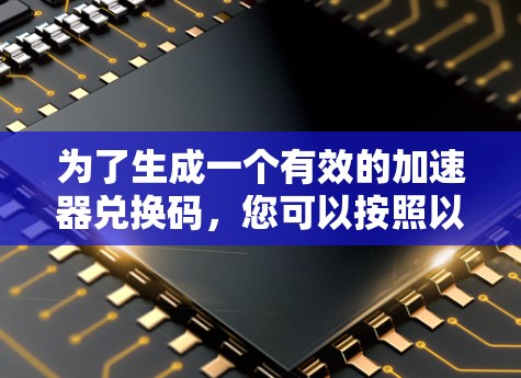 为了生成一个有效的加速器兑换码，您可以按照以下步骤进行